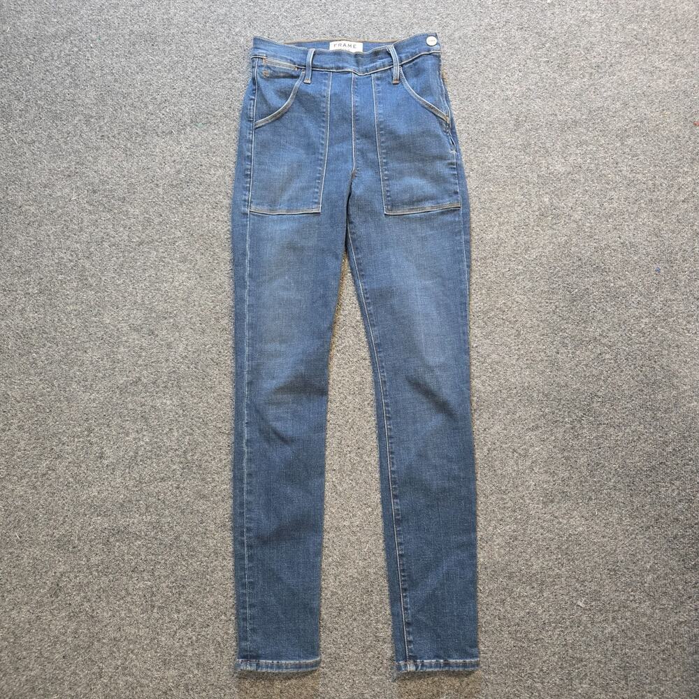 Frame Jeans Womens Size 25 Blue Le Skinny De Francoise High Rise Side Zip Casual
